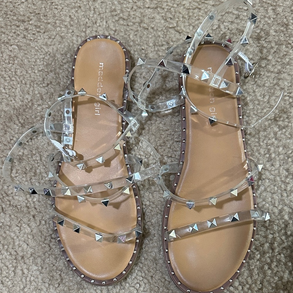 Madden Girl Clear Strapped Studded Sandals